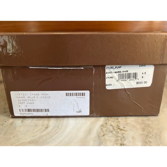 Gucci Suede Horsebit Platform Open toe Heels Pumps Sand 6.5 - Picture 5 of 15